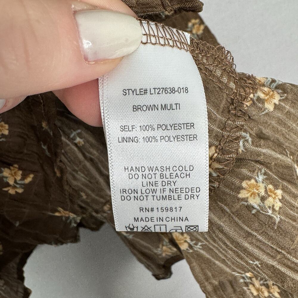 Altar’d State Kelcie Floral Babydoll Top Womens M Brown Dainty Cottage Prairie - Picture 12 of 13